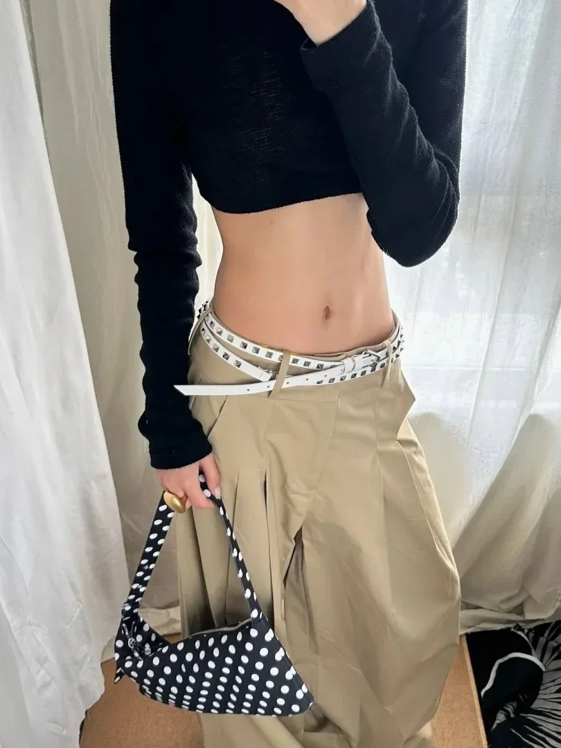 

Full Print Black White Polka Dot Casual Bag 2025 New One Shoulder Handbag for Women
