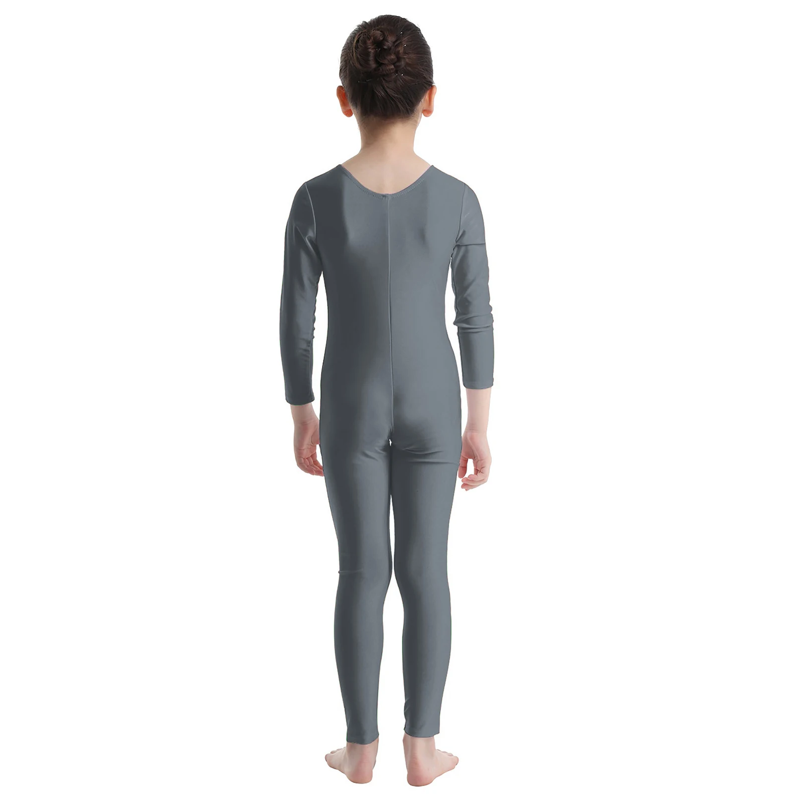 Macacão de balé feminino, manga comprida, terno de corpo inteiro para crianças, collant de ginástica, unitard dancewear, traje catsuit