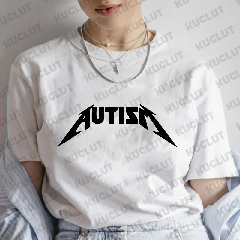 Maglietta da donna stampata per la consapevolezza dell'autismo magliette di moda Casual maglietta morbida di moda Harajuku maglietta comoda da donna Top