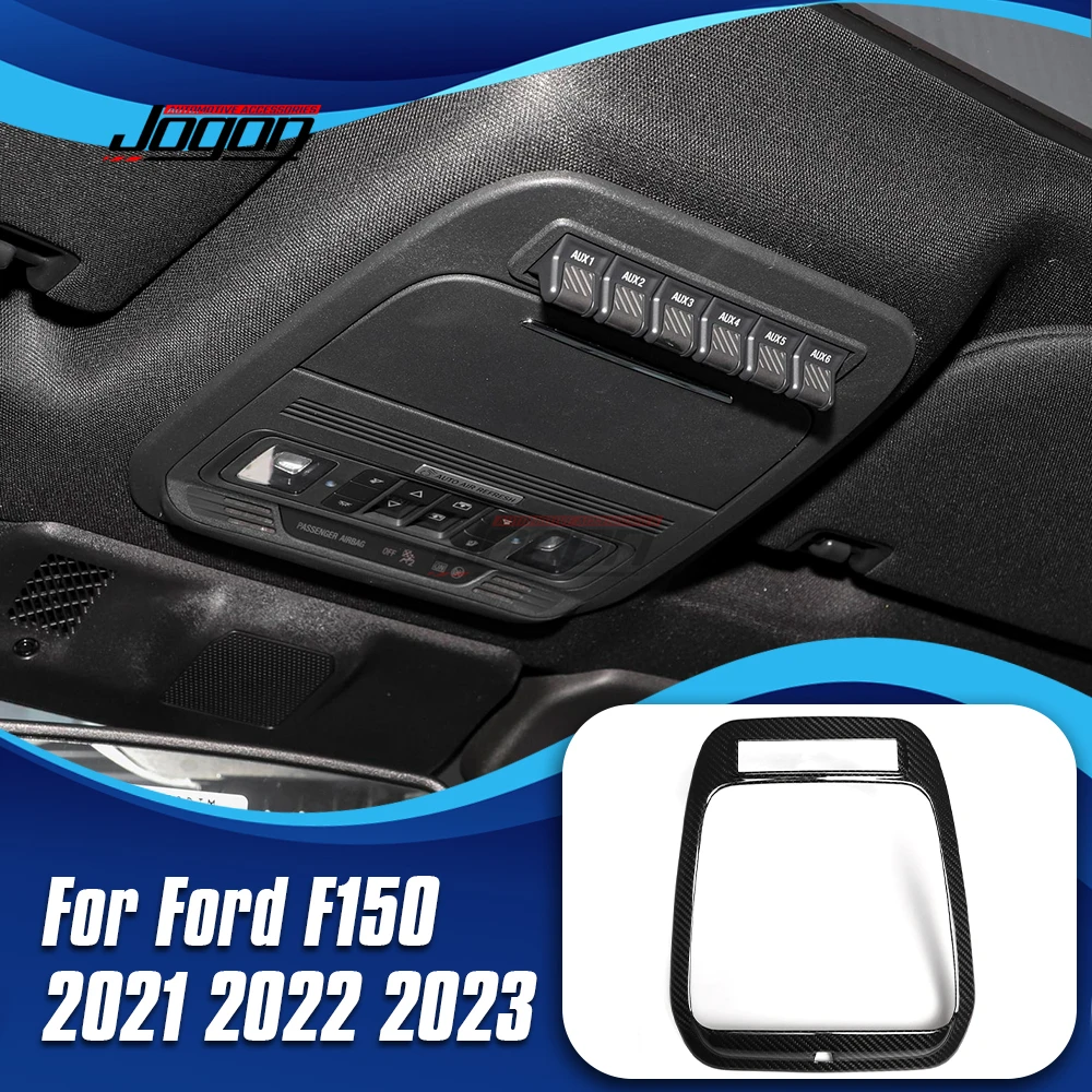 

For Ford F150 F-150 Raptor 2021 2022 2023 Interior Roof Reading Light Lamp Cover Sticker Trim Real Carbon Fiber Car Accessories