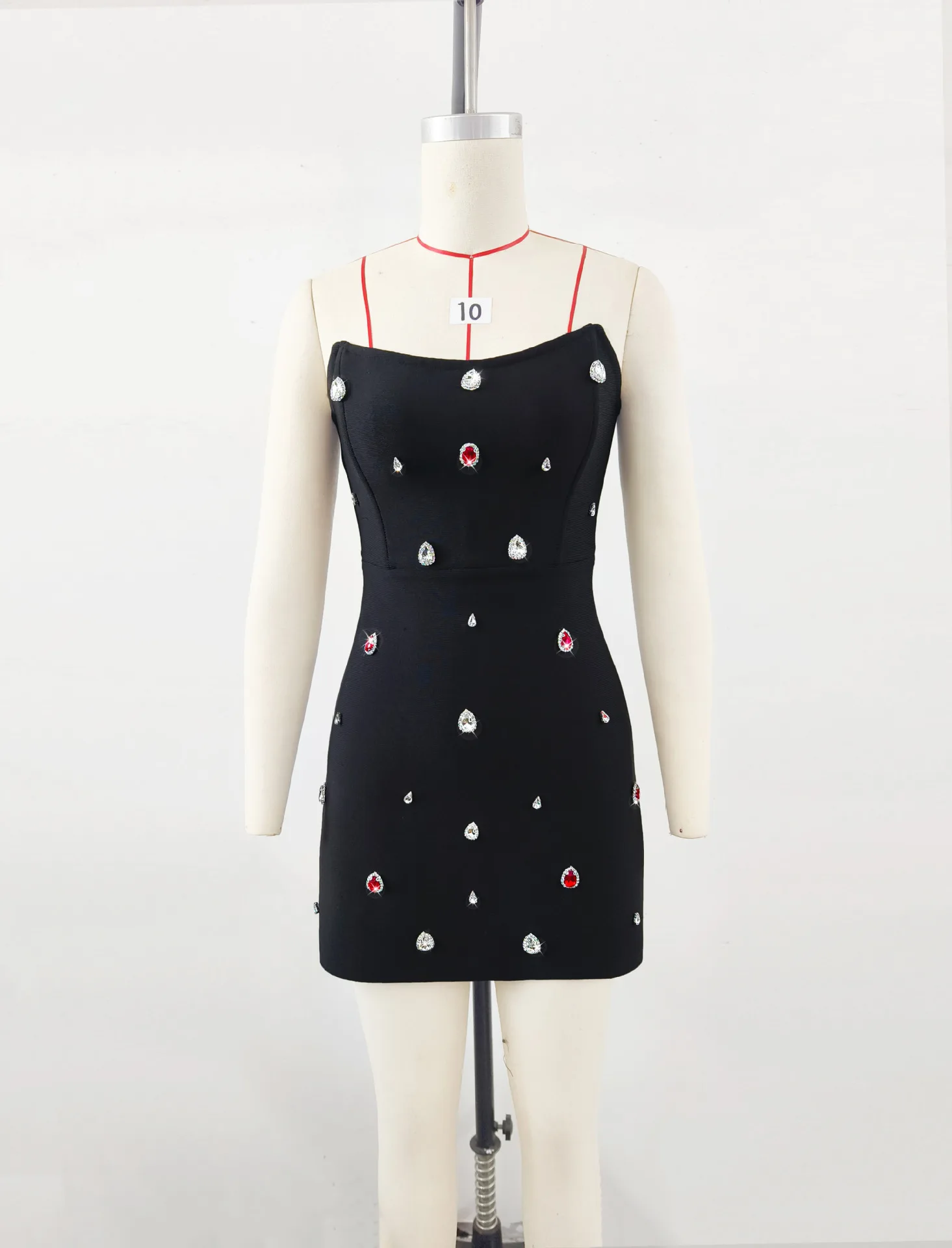 2025 New Spring Black Color Women Sexy Strapless Colorful Crystal Bodycon Mini Bandage Dress Nightclub Party Celebrate Outfit - Image 5