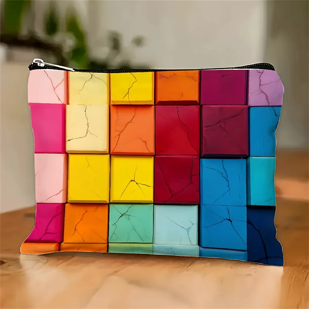 

A Colorful Mosaic Makeup Bag- Multifunctional Zipper Pouch, Jewelry Storage Bag, Perfect Travel Zipper Small Storage Bag.