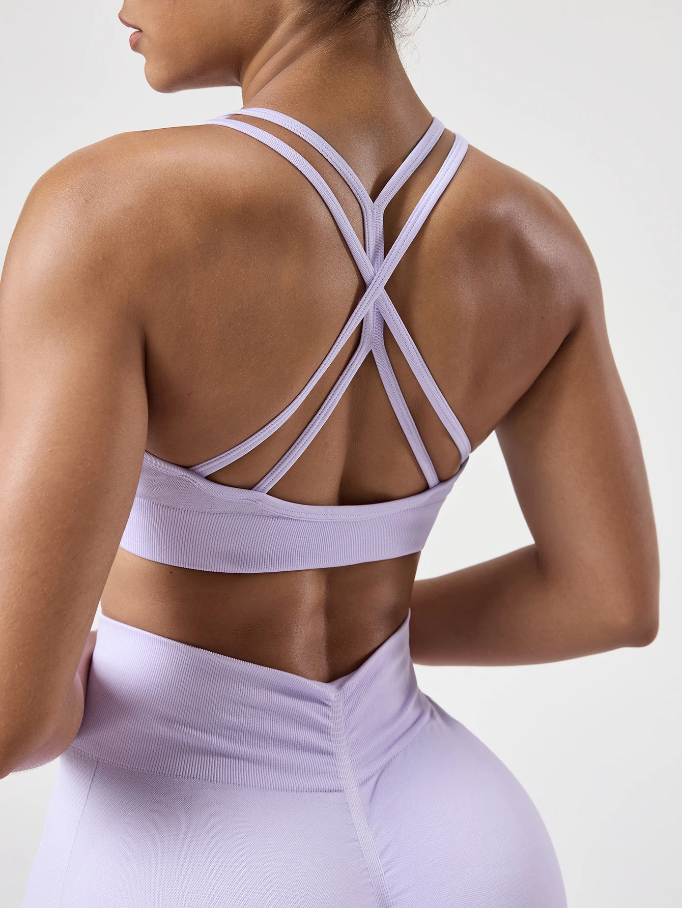 2PCS Sports Set Back Cross Strap Bra & High Waist Butt Lift Leggings Suits  Women's Yoga Gym Fitness Activewear Suit