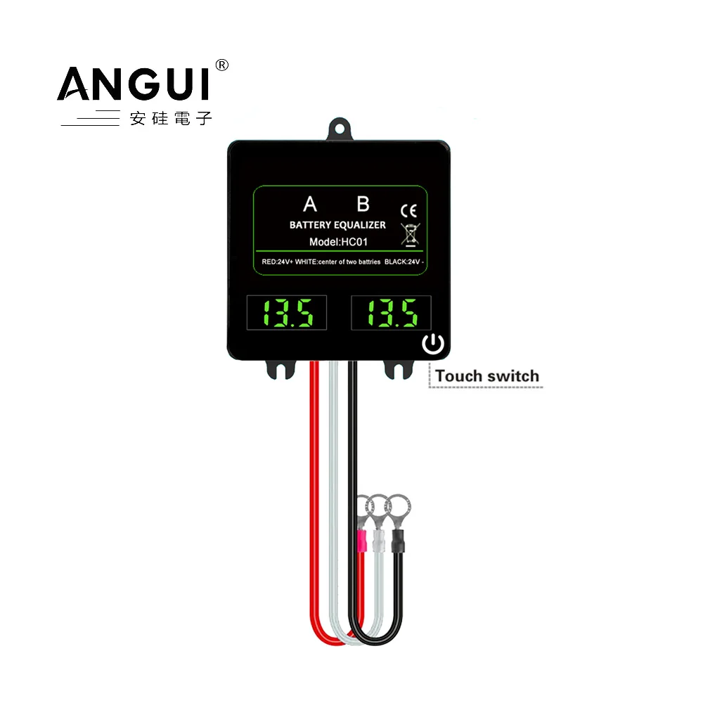 ANGUI HC01 with Touch Switch Battery Equalizer 24V  2PCS x 12v Lead Acid Batteries Monitor Voltage Balancer Discharge Charger Se