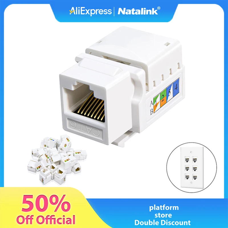 

Natalink RJ45 Network Module Cat6 Cat5e Keystone Jack,No Punch-Down Tool Cat6 Network Coupler,(Not compatible with Patch Panel)