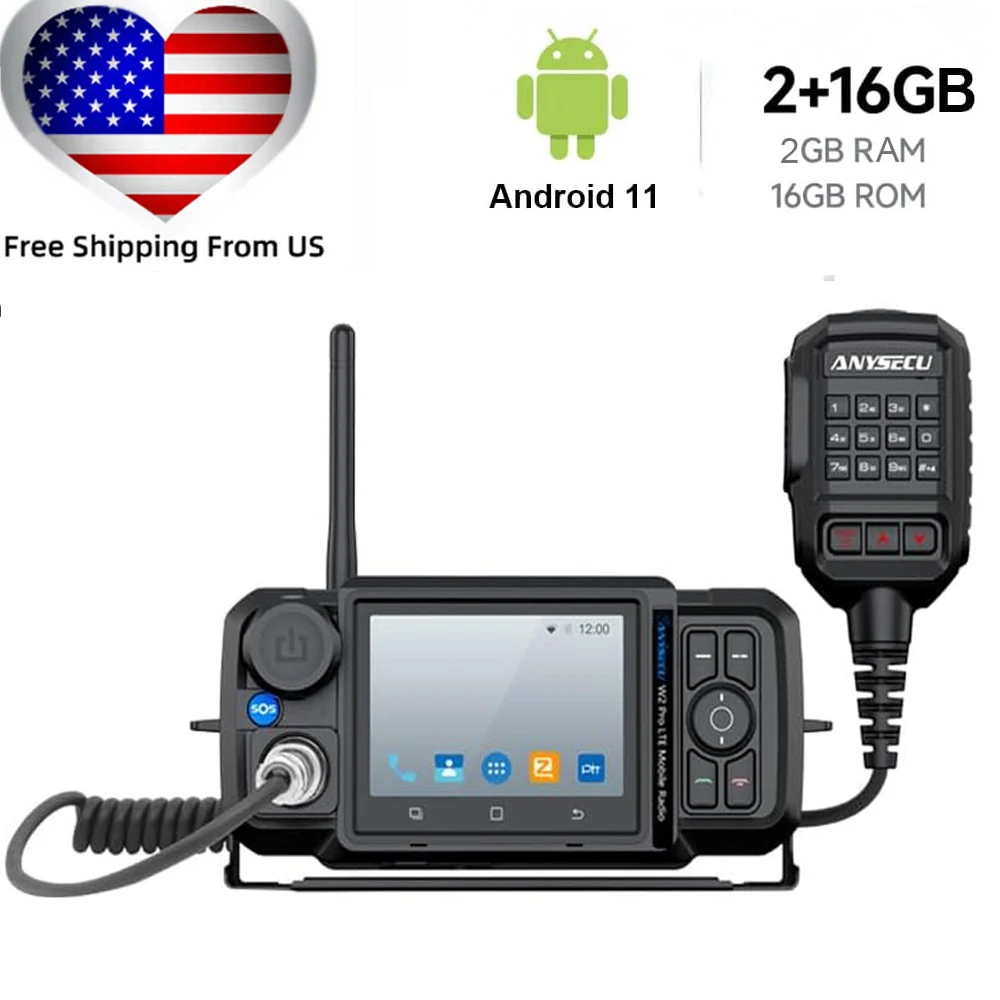 Nowe radio sieciowe ANYSECU Android 11 POC 4G-W2 Pro N61, wersja ulepszona, 2+16GB, mobilne walkie-talkie PTT, współpracuje z ZELLO Real-PTT