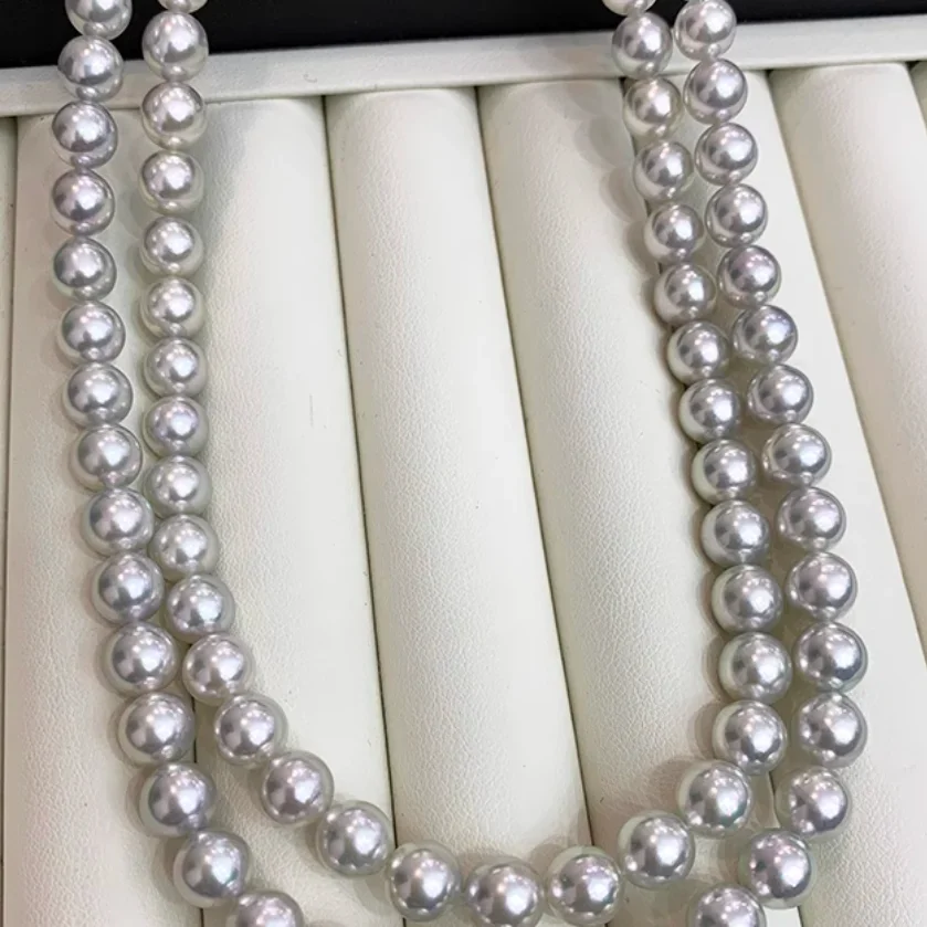 17inch 8-9MM GENUINE NATURAL SEA CULTURED GRAY PEARL NECKLACE