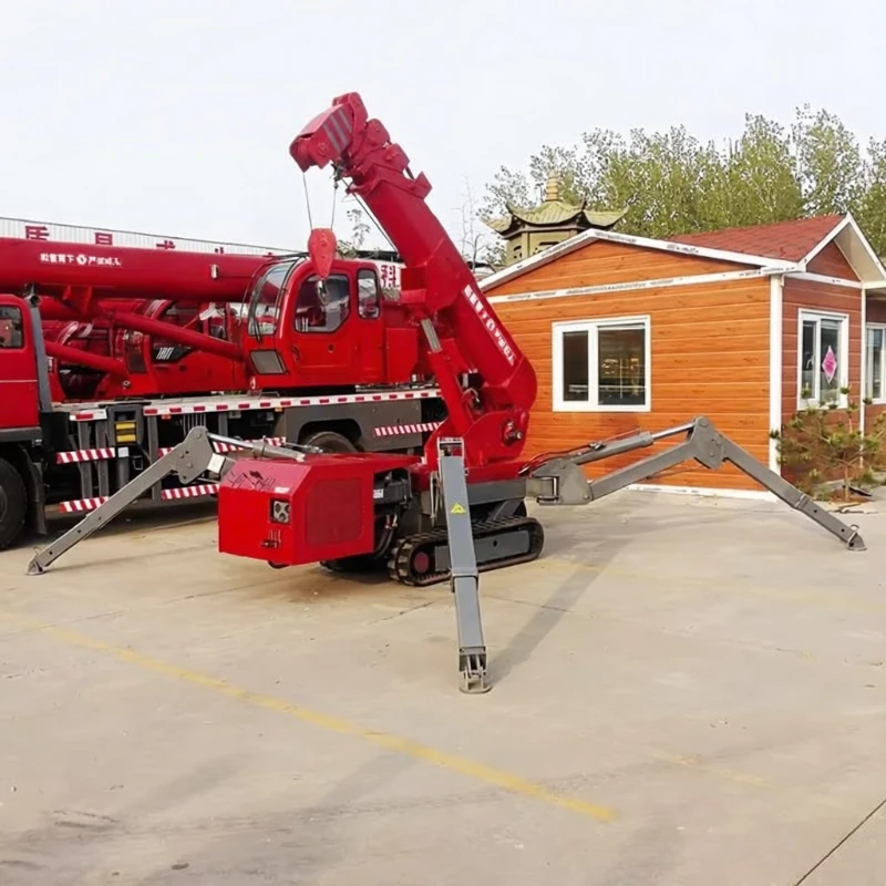 Mobile Spider Crane 3 Ton 5ton 8ton 10ton Telescopic Boom 360 Degree Mini Crawler Hydraulic Crane Lifting 14m With Fly Jib