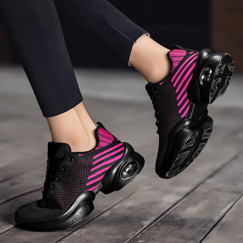 Lady Outdoor Square Dancing Shoes Mesh Summer Cheerleading Dance Sneakers for Woman Breathable Mesh Jazz Dancer Dance Shoes