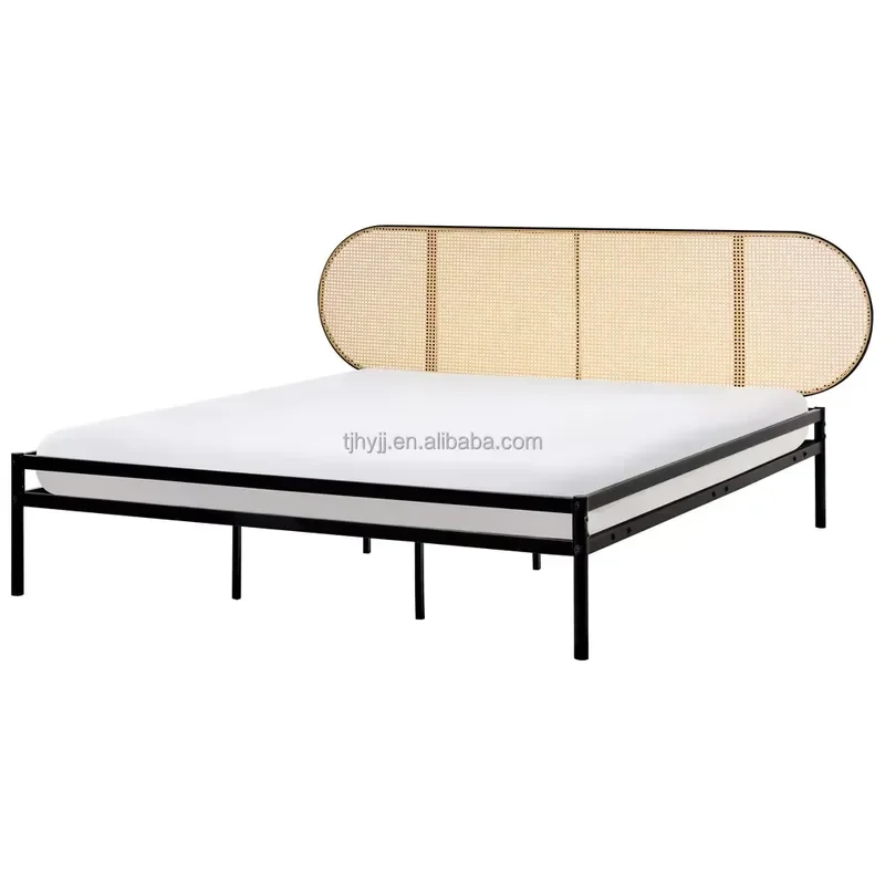 Heavy Metal Platform Double Bed Frame Queen Bed for Home Hotel Apartment Knock Down Structure