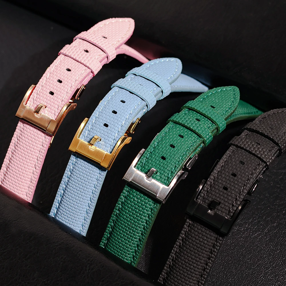 Premium Sailcloth Signature Strap delugs design For Omeaga Tudor Tissot Rolex Tank Cartier Signature Watch Bands