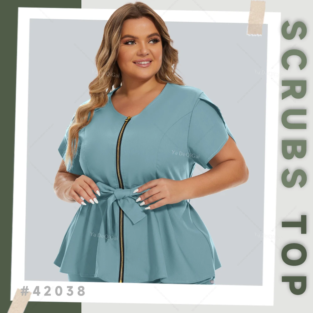 Infermiera medica uniforme infermieristica moda bellezza t-shirt abbigliamento da lavoro clinico dentista Scrub Top manica corta Scrub camicetta vestiti Spa