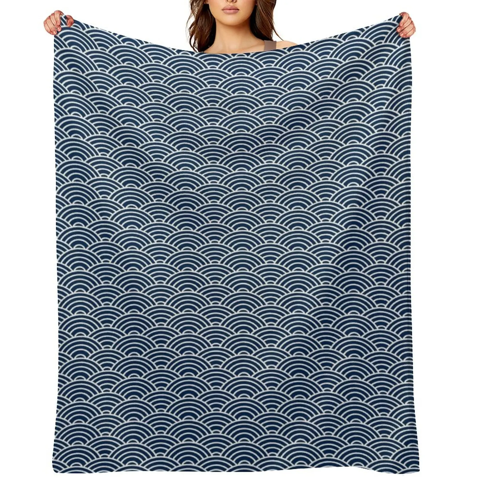 Seigaiha // Japanese Collection Throw Blanket manga Large Luxury Thicken Comforter Hair Thermals For Travel Blankets