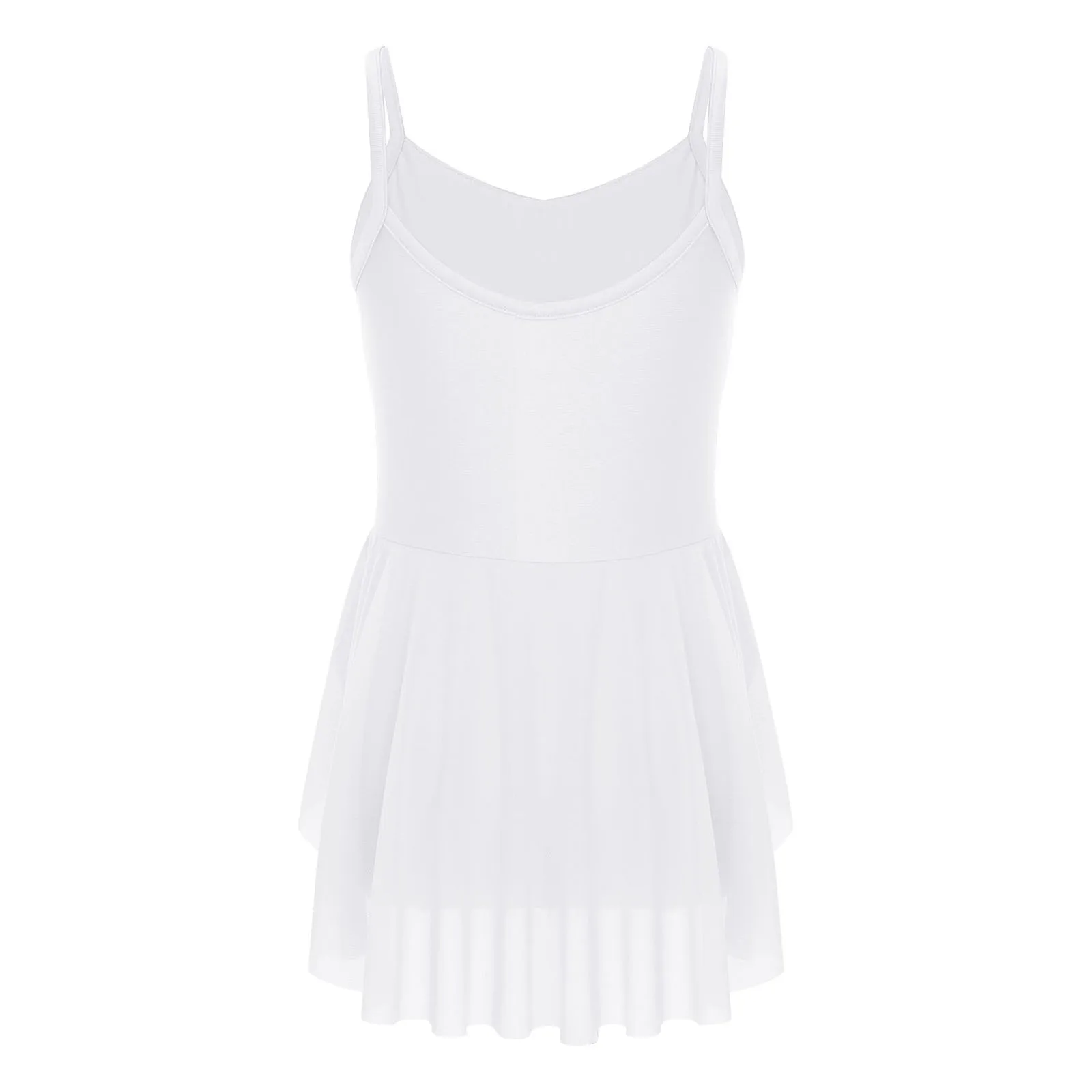 Teen Girls Ballet Dance Tutu Dress V-Neck Spaghetti Straps Leotard for Ballerina Yoga Skating Gymnastics Practice Performance