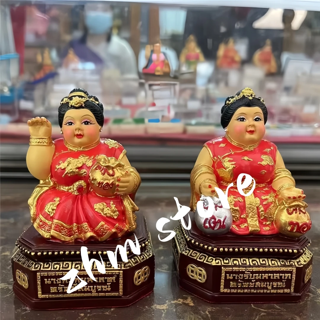 Thailand Women God Figurine Colored Plated Resin Home Putting Collective Wealth Statue