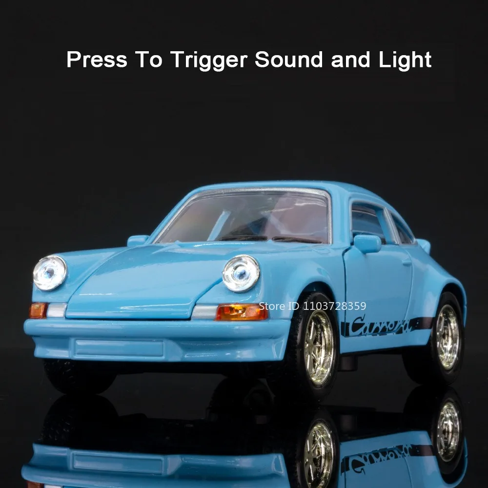 1:36 911 Carrera 1974 Turbo 1978 ของเล่นรถยนต์โลหะผสมDiecastเสียงประตูเปิดดึงกลับMiniยานพาหนะสําหรับของขวัญเด็ก