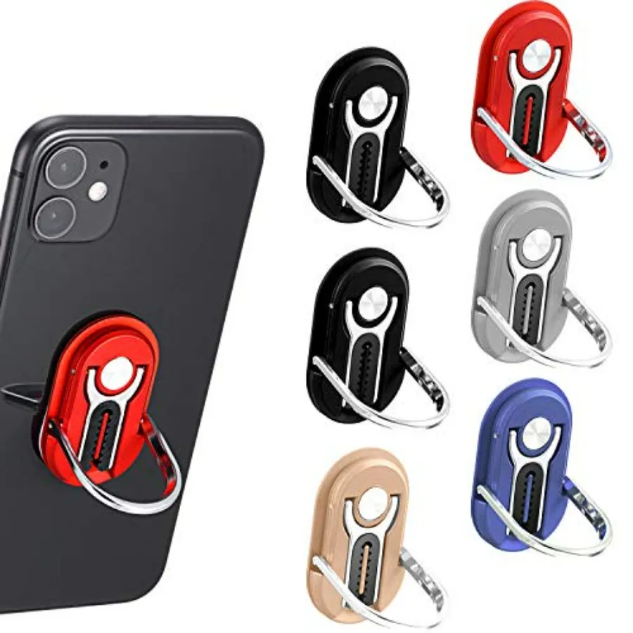 

6 Pieces 3-in-1 Multipurpose Mobile Phone Bracket Holder 360 Degree Rotation Cell Phone Ring Stand for Car Home, 5 Colors