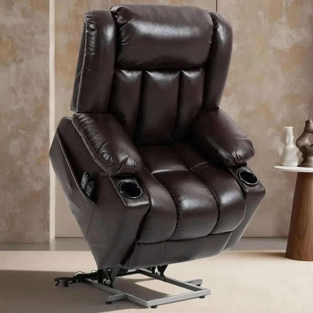 

Zero-Gravity Massage Recliner with Heating, Stand-Assist, and USB Ports, Ideal for Elderly, Dual Remote Controls, Chocolate Leat