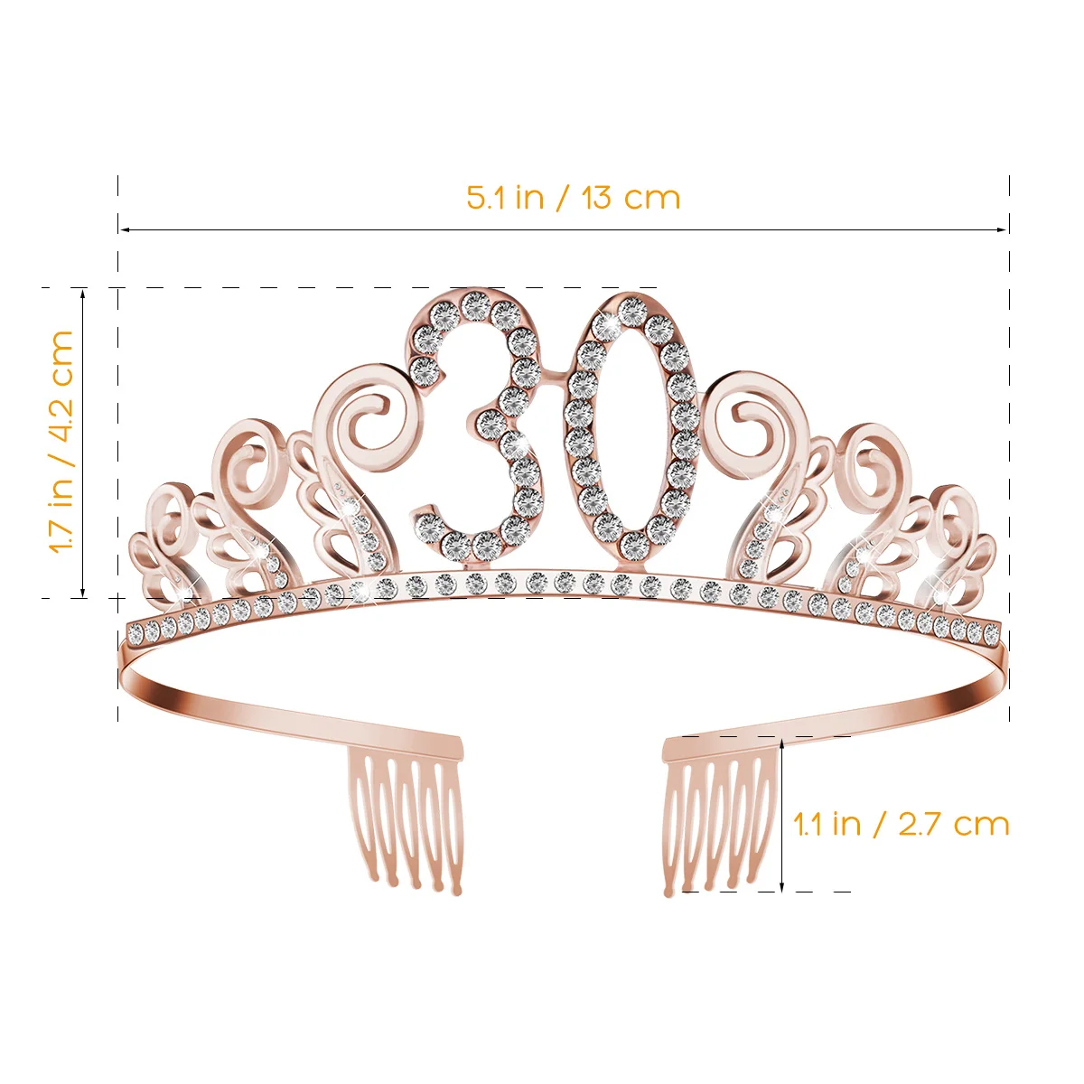 

1Pcs Crystal Rhinestone Tiara Birthday Crown Comb Alloy Durable Anti-Allergic Elegant 30th Party Hair Accessory for Women