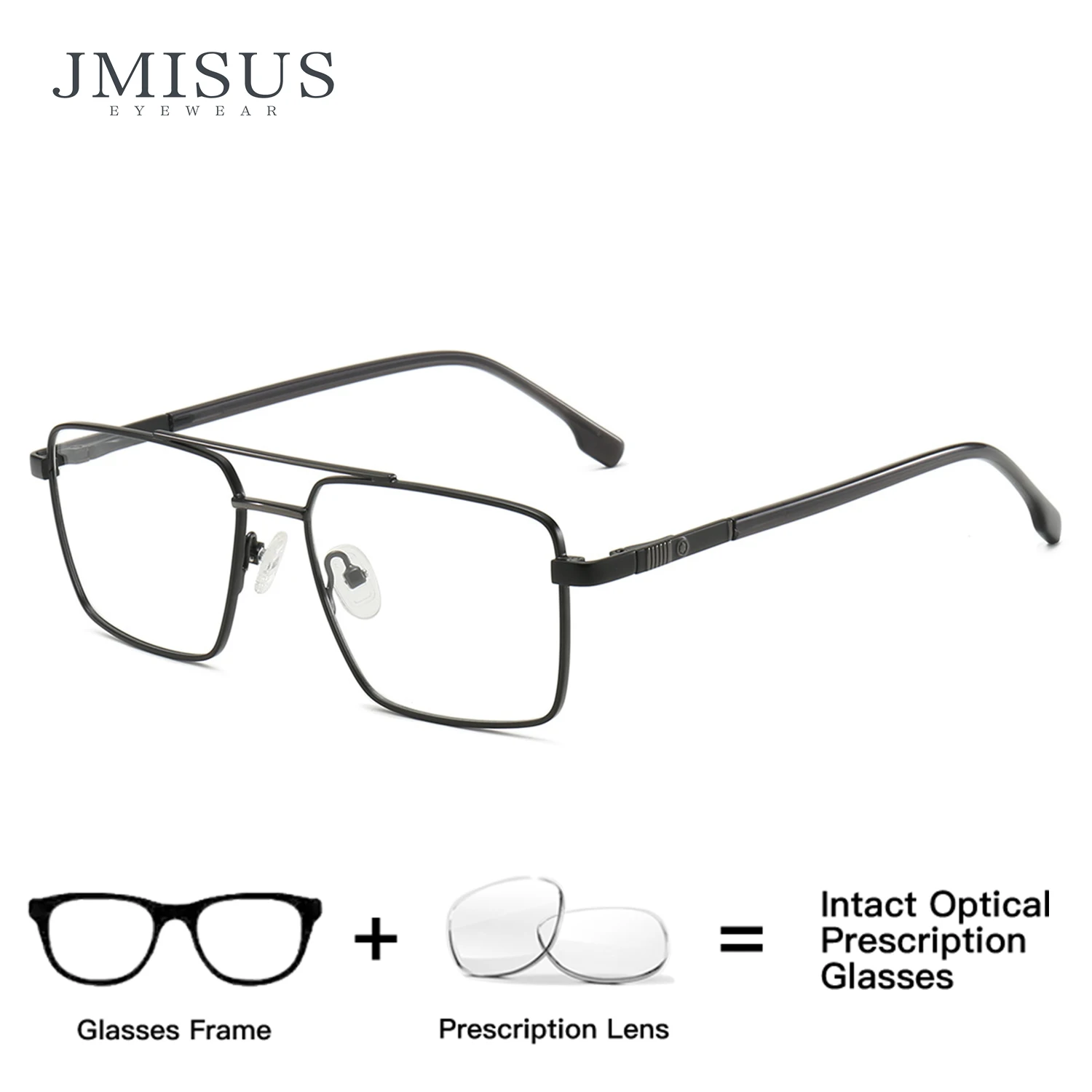 

JMISUS Fashion Square Prescription Eyeglasses for High-quality Metal Photochromic Pilot Optical Glasses Man