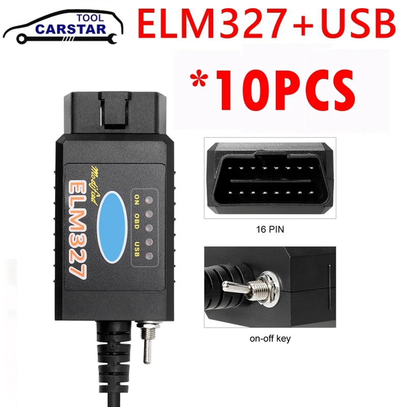 

10PCS ELM327 V1.5 USB PIC18F25K80 FTDI CH340 CAN /MS CAN For Forscan OBD2 Diagnostic can Switch OBD Scanner Car Diagnostic Tool