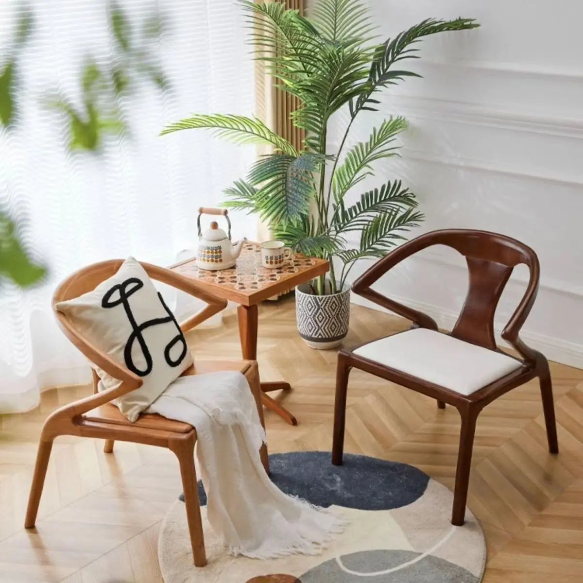 Simple, Nordic, solid wood, dining chair, retro, creative, backrest, home, study, modern