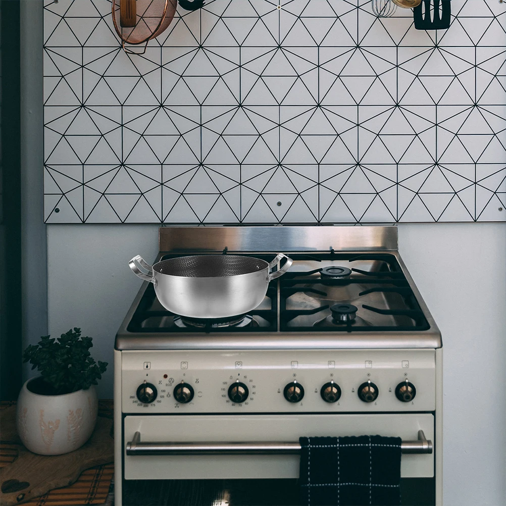 

1pc Stainless Steel Double Handles Non-Stick Soup Pot Kitchen Cooking Pan Thicken Hotpot Pot Restaurant Multi-Purpose Stock Pan