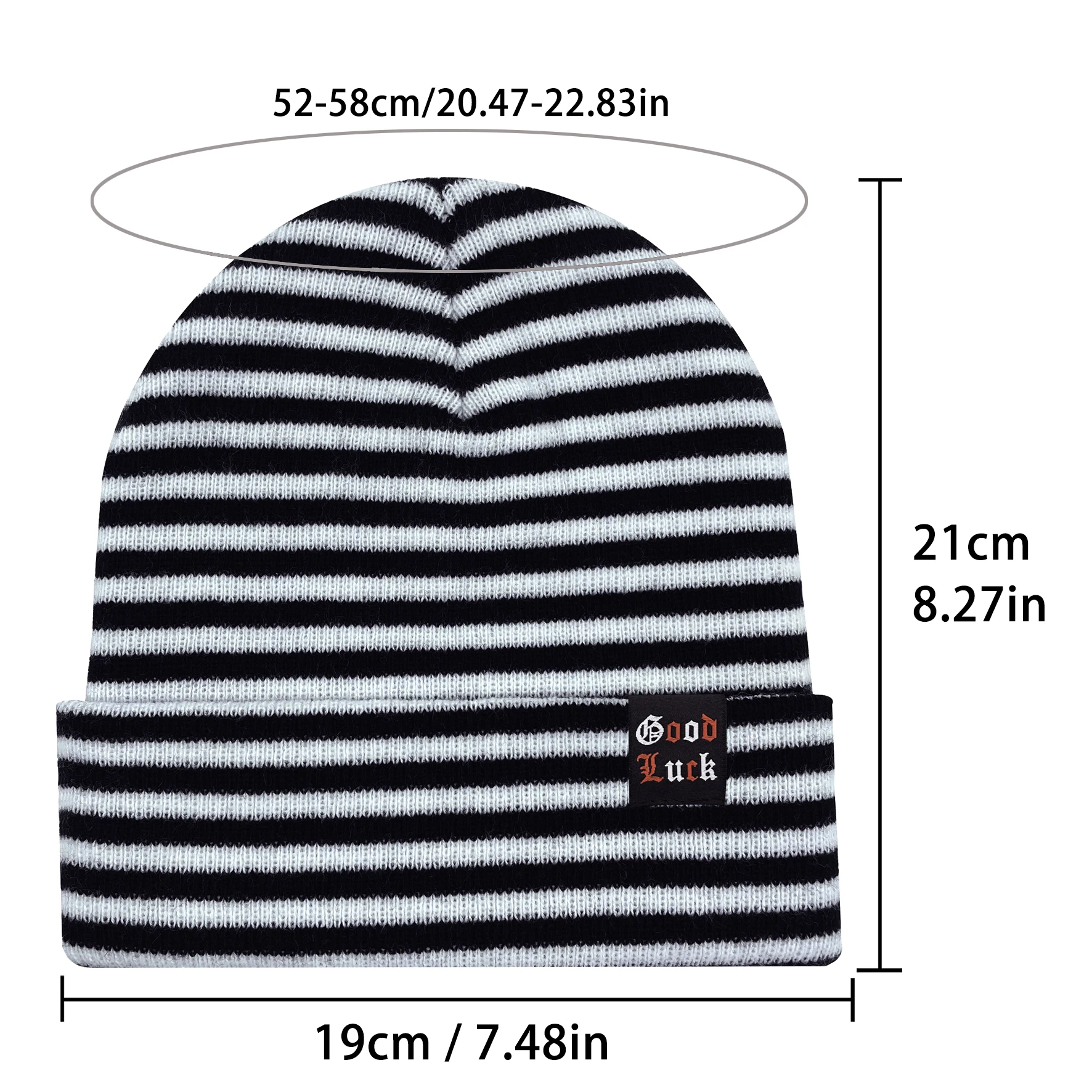 1PCS double striped knit hat with label Autumn/winter hat acrylic skullcap unisex pullover hat Outdoor beanie hat