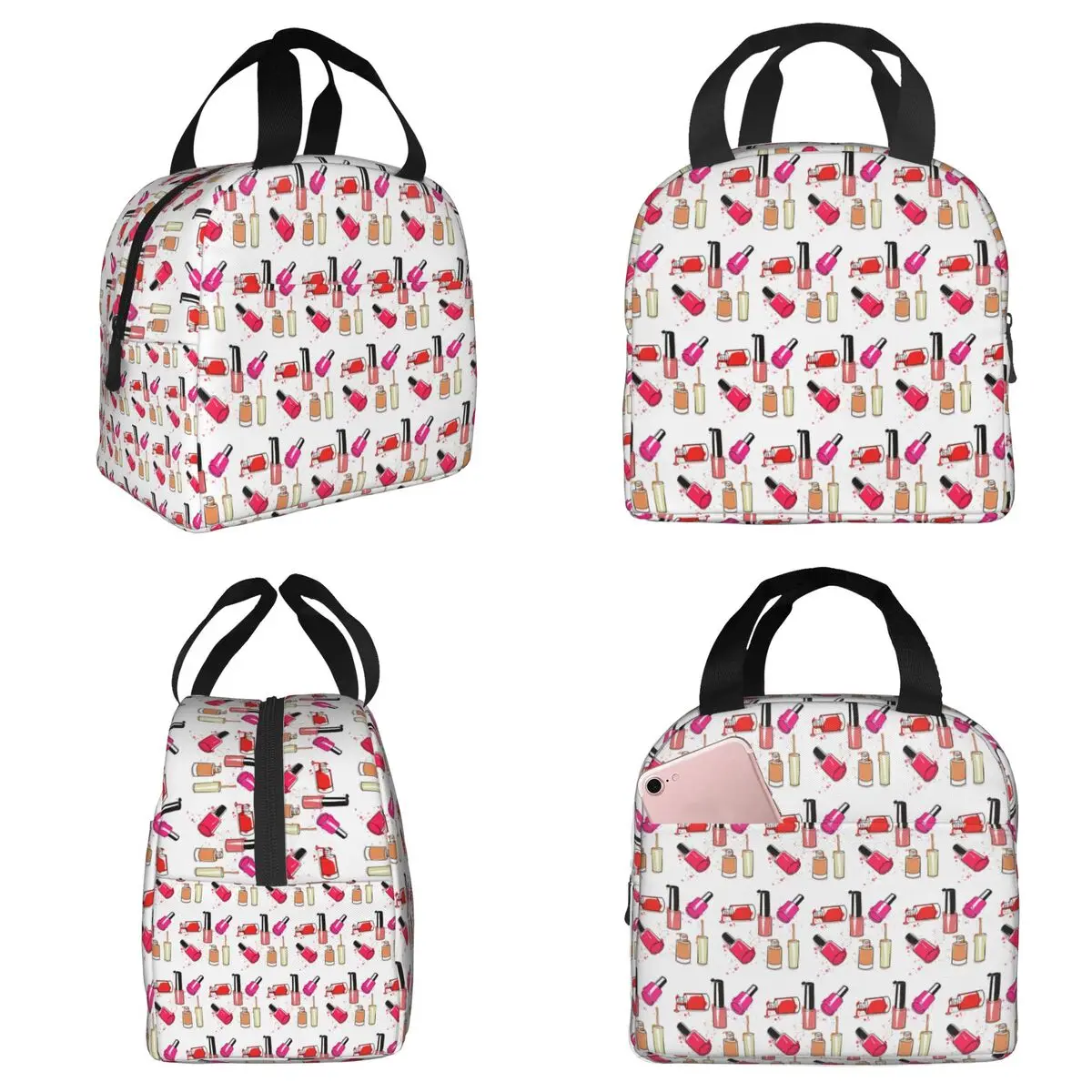 Nail Polish Fingernail Manicure Insulated Lunch Bag for Kids School Cooler Thermal Food Box Tote Leakproof Lunch Boxes Container