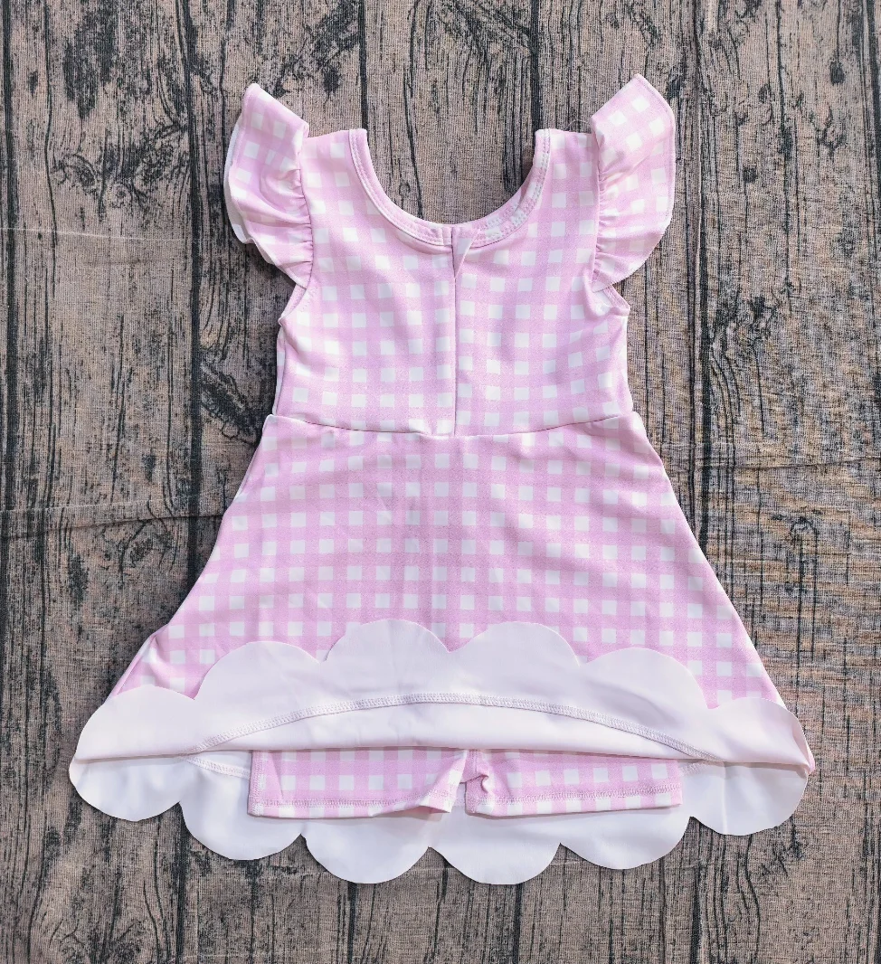 Baby Yoga Clothing - 卸売ガールズキッズスカートショーツ幼児ヨガ半袖膝丈チェック柄ジッパードレス服女の赤ちゃんアクティブ服