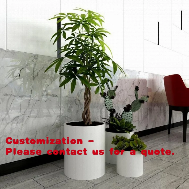 

Customize.Round Flower Box Mall Cylinder Flower Bed Gardening Planting Flower Pot Balcony Outdoor Floor Flower Container Green P