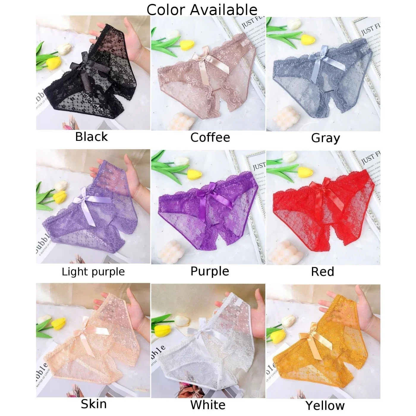 Women Lace See Through Open Crotch Crotchless Underwear Thongs Panties Lingerie Knickers G-String Hollow Out Ladies Briefs