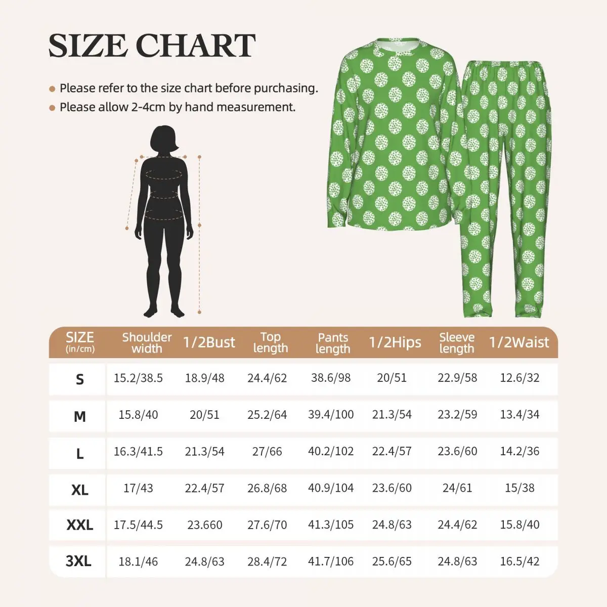 Golf Ball White Pattern Round Neck Long Sleeves Nightdress for Sleeping Sleepshirts Women Loose Pajama Set Long Pants 2