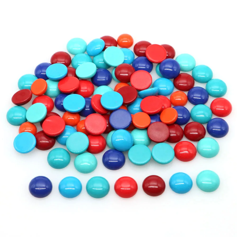 3 4 5 6 8 10mm Natural Stone Cabochon Beads Round Turquoise Flatblack Cabochons Cameo for Jewelry making DIY Rings Necklace