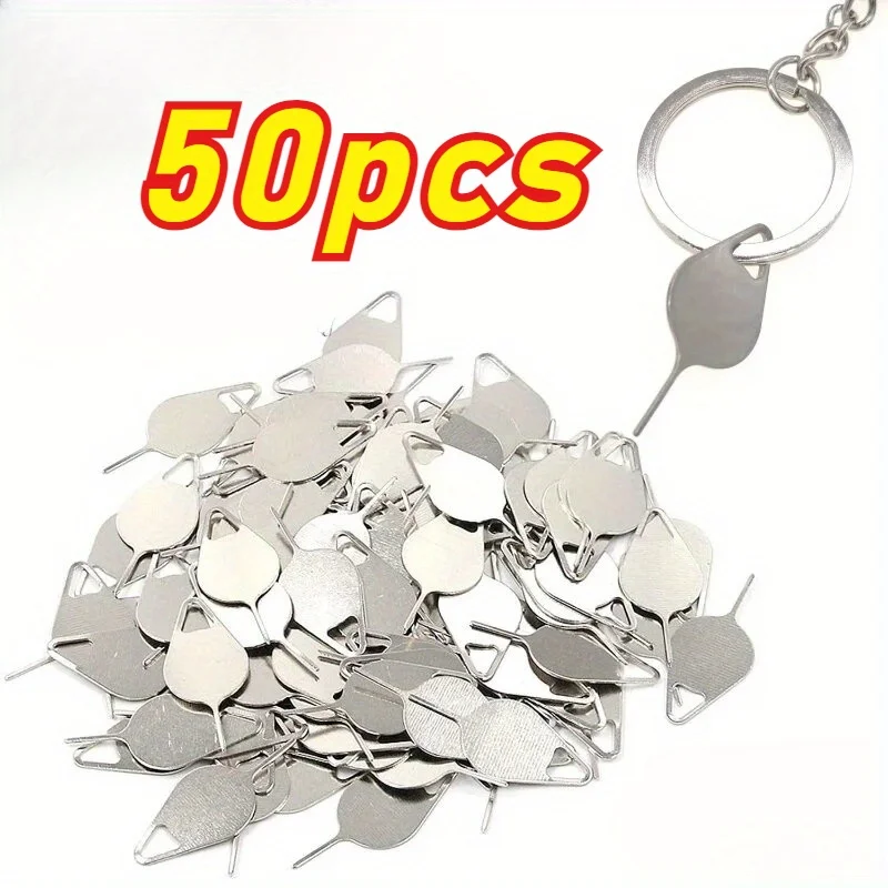 `50Pcs Universal SIM Card Tray Eject Pins, Stainless‑Steel Mobile Phone Opening Key Tool, SIM Slot Disassembler Replacement Acce