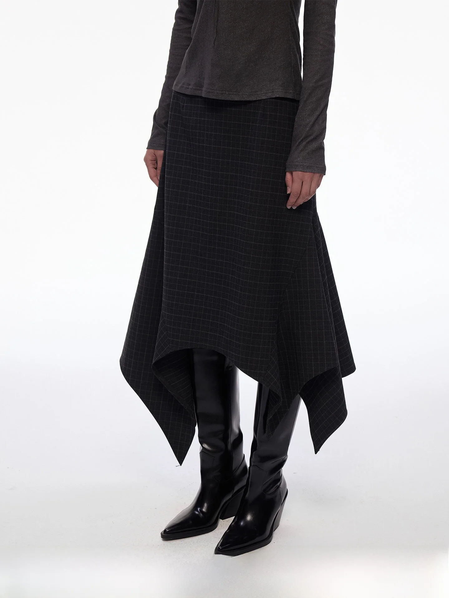 

Юбка Billconch K Plaid асимметричная миди, женская универсальная юбка А-силуэта, стандартный крой, смесь полиэстера, хлопка и спандекса