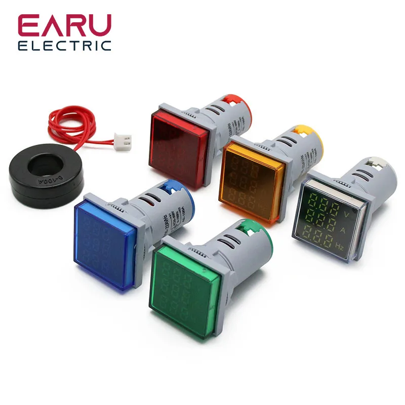 Imagem -05 - Digital Quadrado Led Voltímetro Amperímetro Hertz Medidor Luzes de Sinal Tensão Freqüência Atual Combo Medidor Indicador Tester ac 20500v
