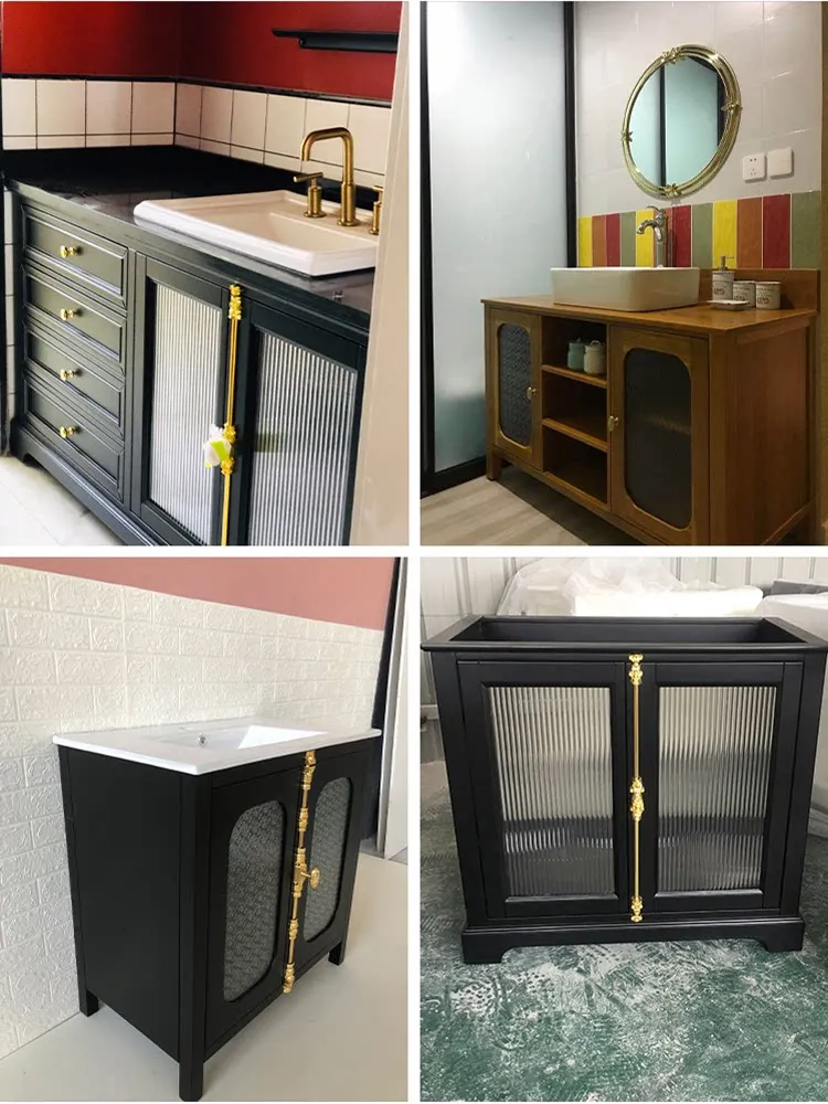 

American retro wash basin cabinet combination light luxury bathroom washstand heaven and earth lock bathroom cabinet