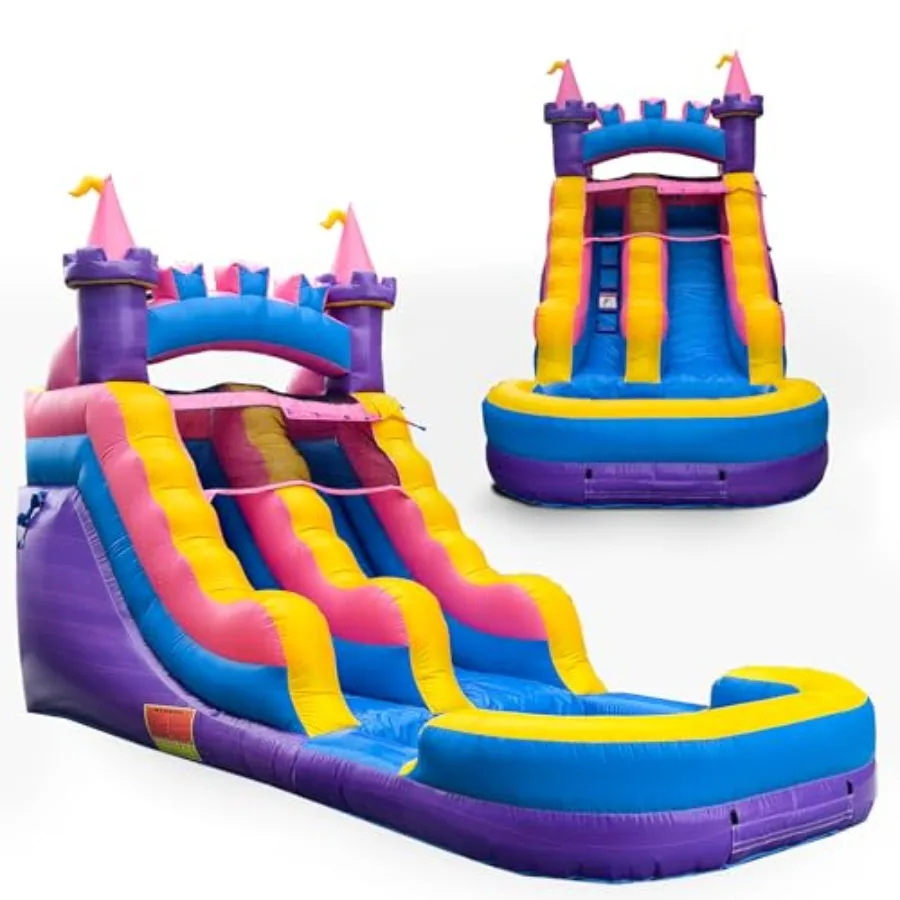 

Princess Inflatable Water Slide for and Adults with Splash Pool Commercial Grade Backyard Water Park with Castle Design Outdoor