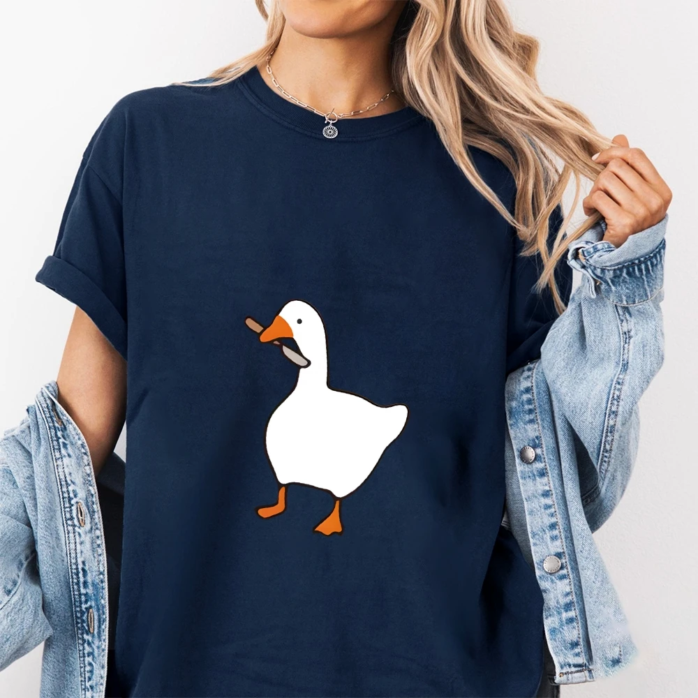 Śmieszna koszulka bawełniana z grafiką głupiej gęsi zabójcy, modna, wygodna, w stylu vintage retro Y2K, top na lato.