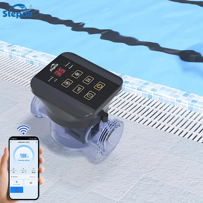 2.5-10G/Hour Wifi APP Auto Salt Water Pool Chlorinator Generator with Titanium Anode Self Cleaning for Swimming Pools and Spas