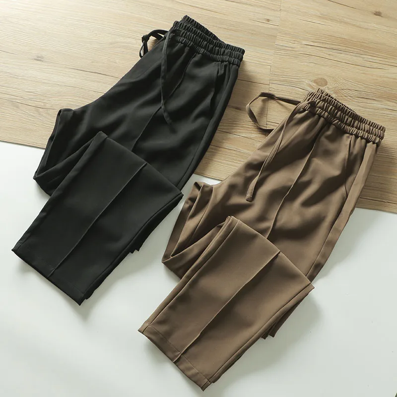 

Retro Japanese Sle Men's Anti-Wrinkle Comfortable Loose Casual Pants Dstring Straight Leg Faion Long Trousers