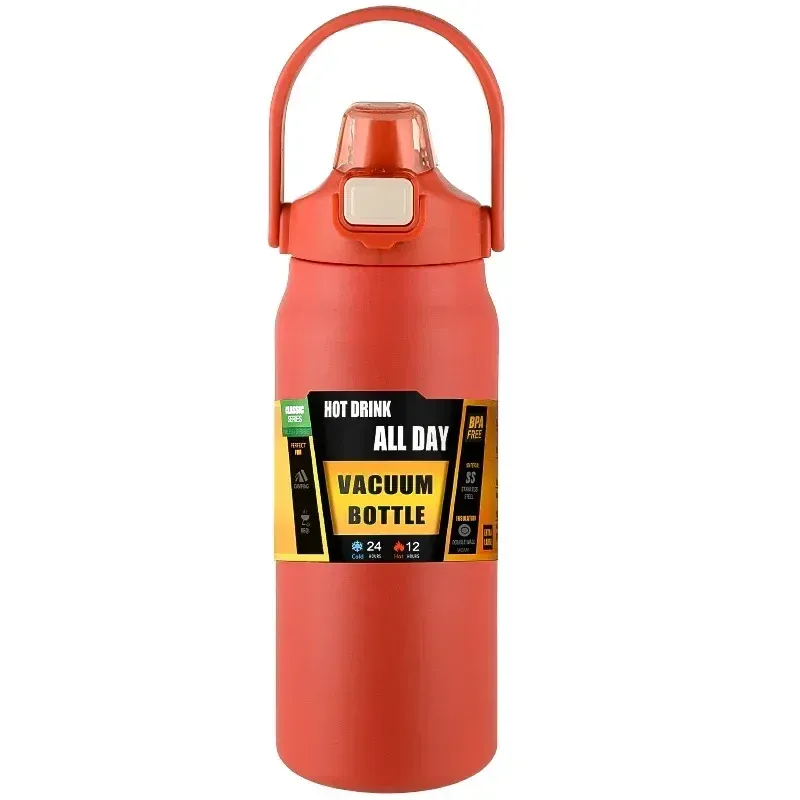 304 Water Bottle Portable Thermos with Straw Stainless Steel Thermal Mug Tumbler Coffee Cup Sports Vacuum Flasks Cold and Hot
