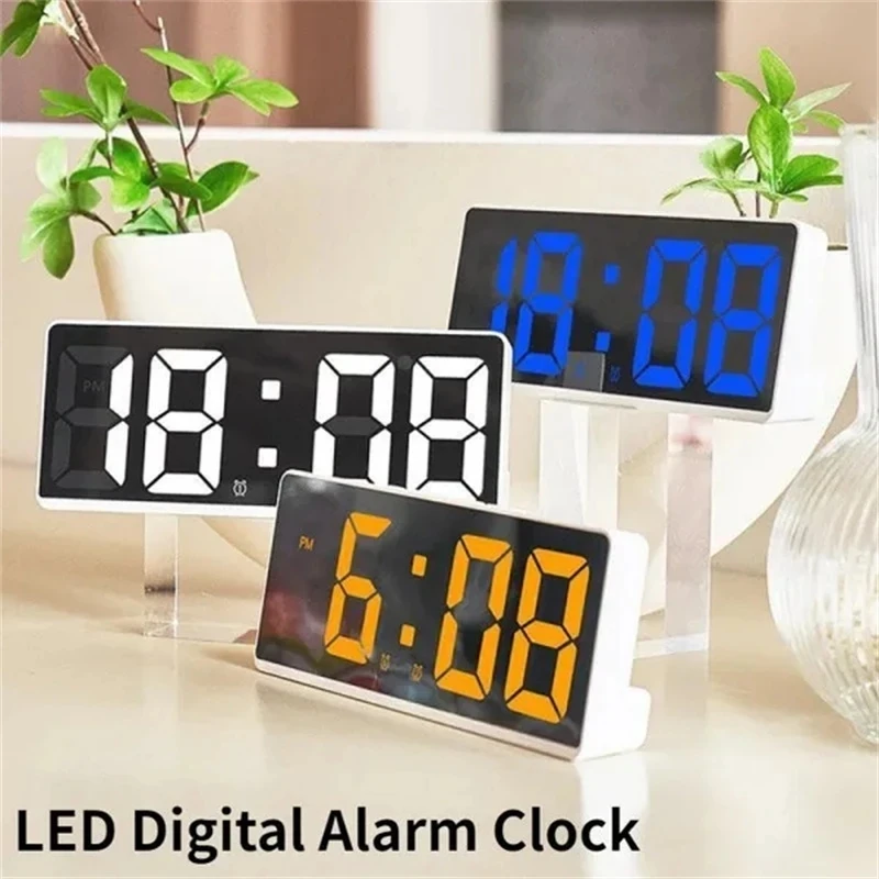 LED Digital Alarm Clock Voice Control Teperature Snooze Night Mode Electronic Desktop Table Clock Watch Large Screen Home Decor