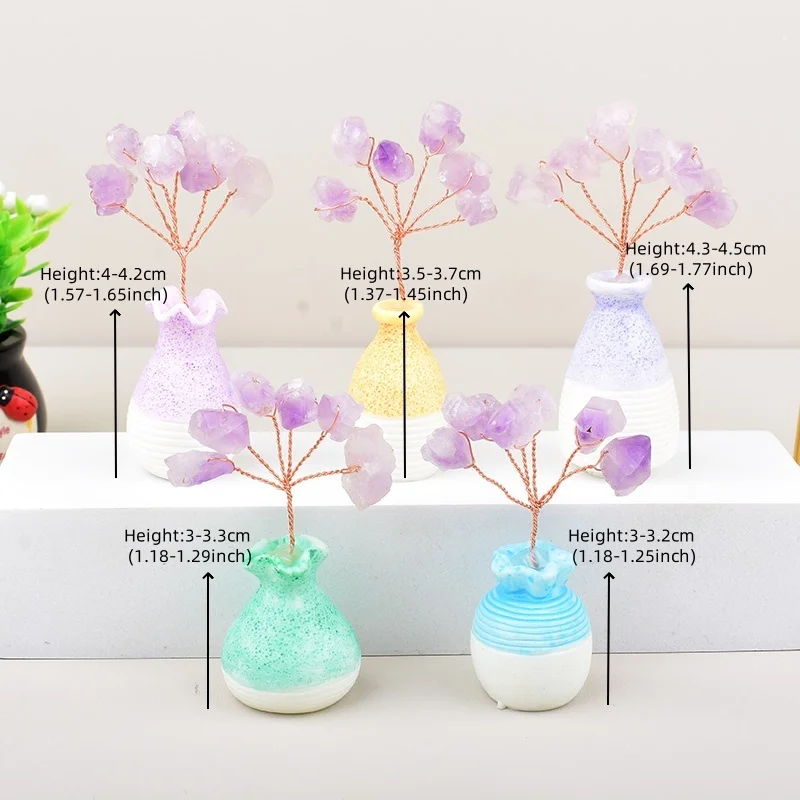 Natürliche Kristall Amethyst Flasche Baum handgemachte Glück Baum Handwerk Kies Probe Reiki Heilung Home Decor Ornamente Souvenir Geschenk