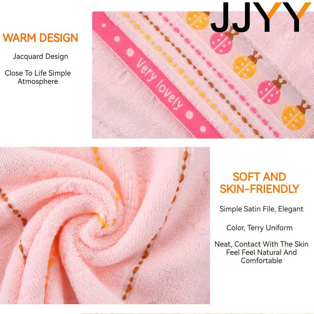 JJYY New 25x50cm Cute Baby Shower Cotton Towel Cotton Jacquard Pattern Cartoon Children Small Soft Face Towel 2 Styles