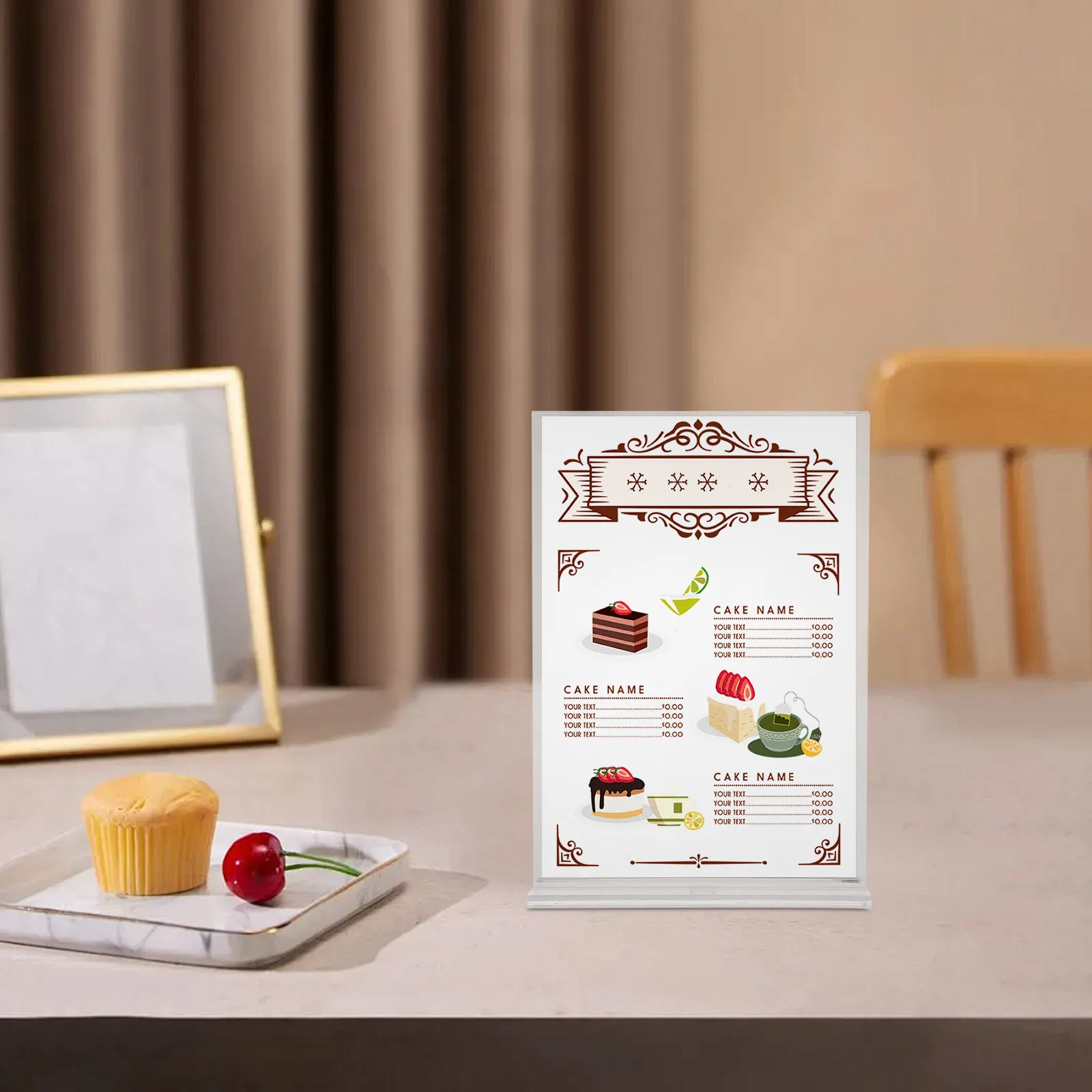 

4Pcs Acrylic Clear Display Stand High Transparency Lightweight Easy Installation for Tabletop Posters Menus Tags