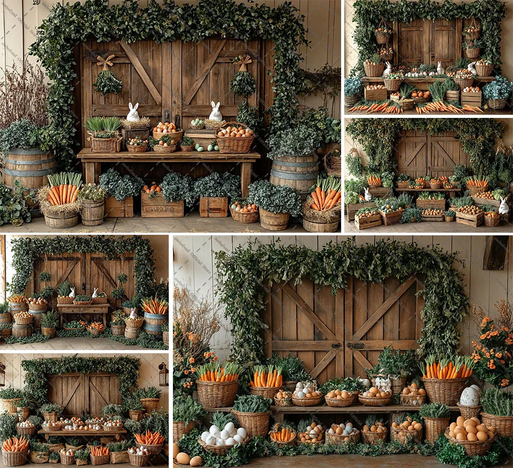 

Фон для фотосъемки Mehofond, весенняя Пасхальная ферма, дверь сарая, цветочный кролик, яйца, детский портретный декор на день рождения, фон для фотостудии