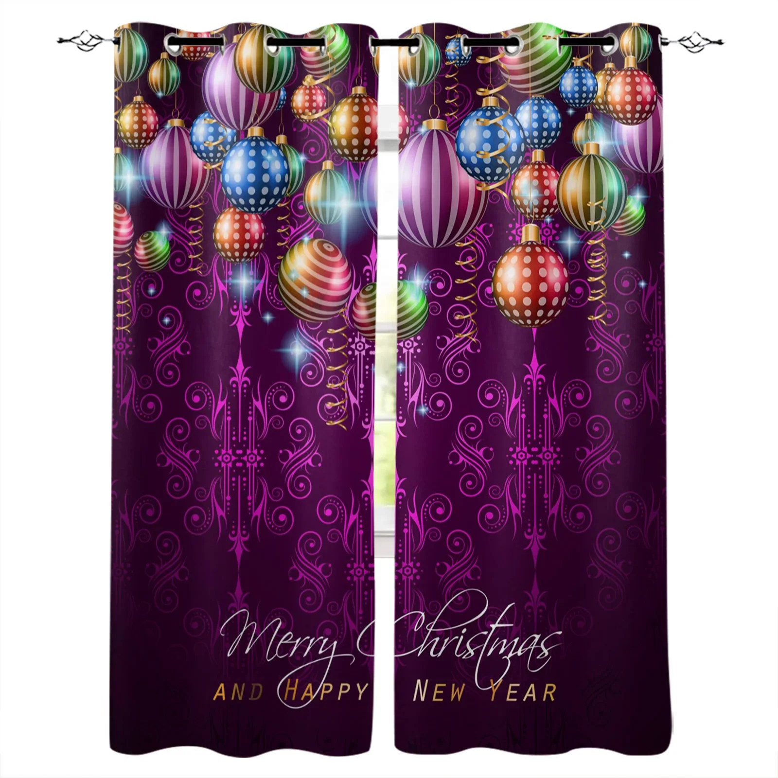 Santa Claus Christmas Blackout Curtains Bedroom Living Room Kitchen Drapes Window Treatments Xmas Navidad Natal Home Decoration