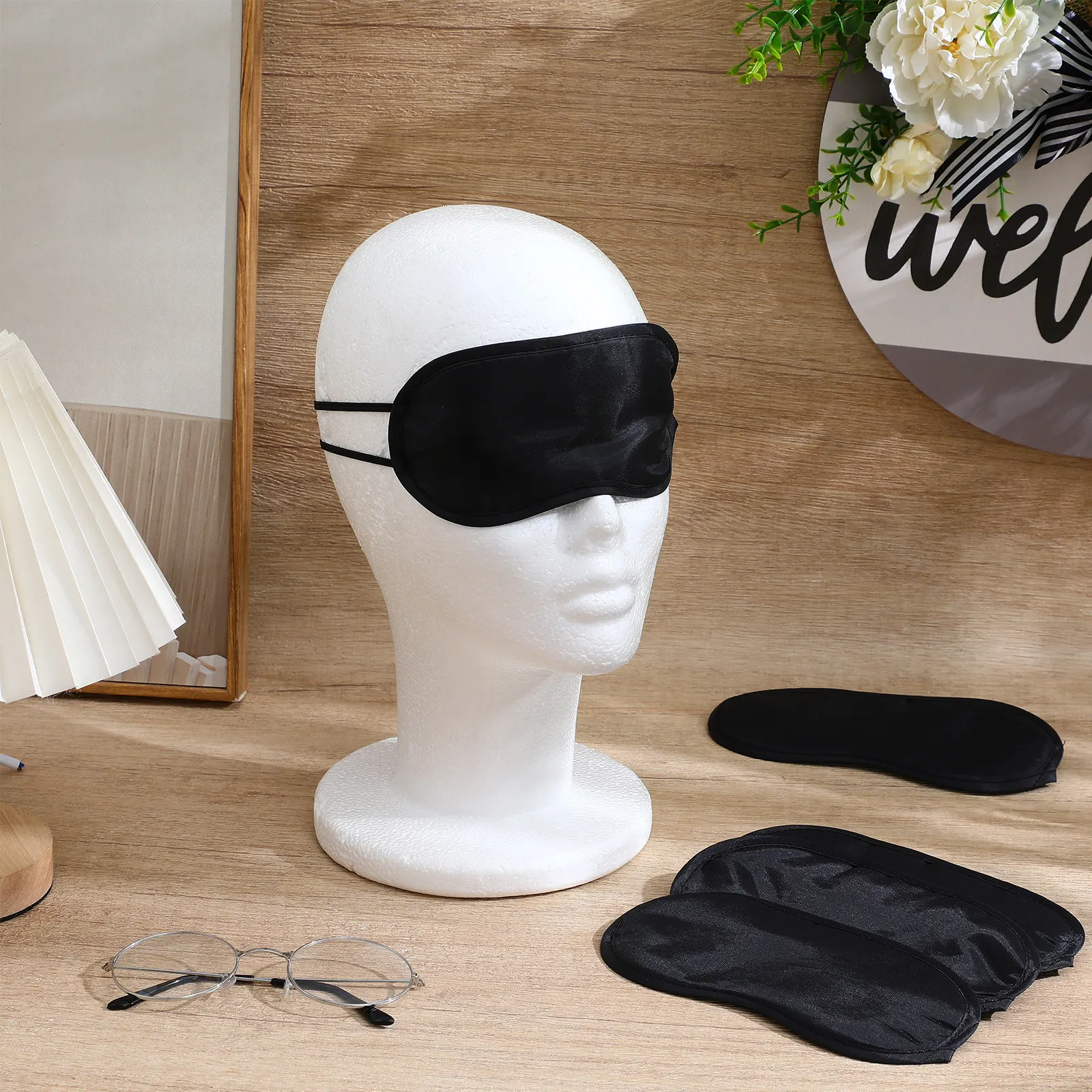 

Sleeping Eye Mask Soft Lightweight Lightproof Eye Protector Elastic Adjustable Fit for Airplane Train Hotel Home Travel